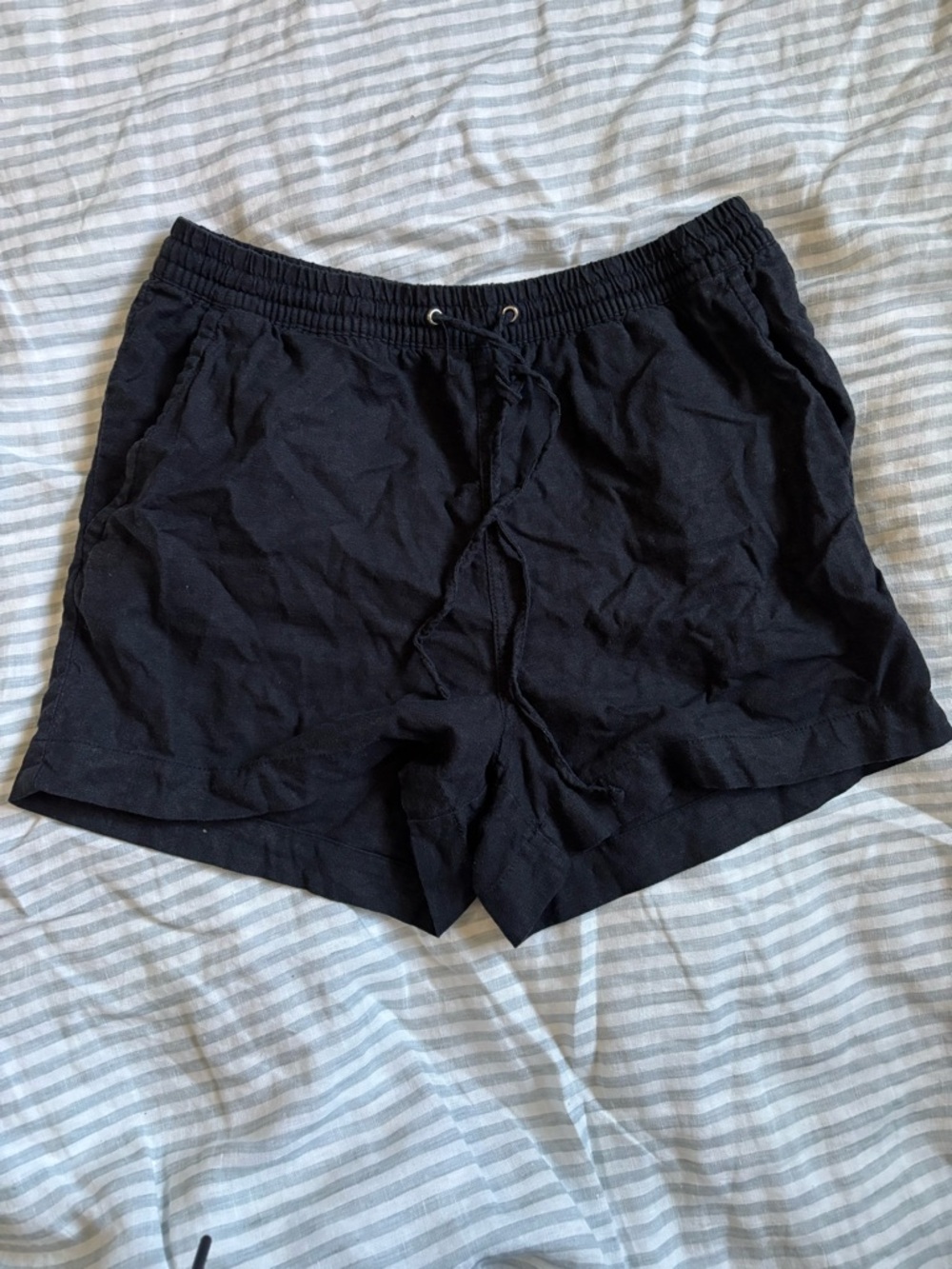 H&M Black Linen Blend Shorts
